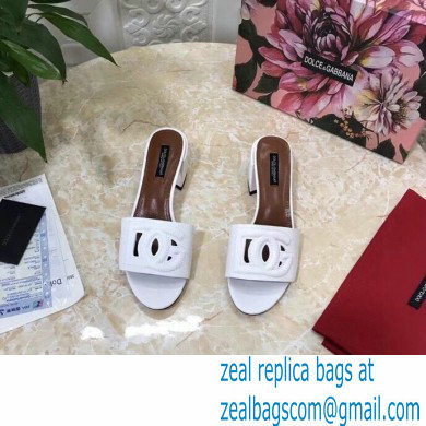 Dolce  &  Gabbana Heel 6.5cm Calfskin Mules White With DG Millennials Logo 2021